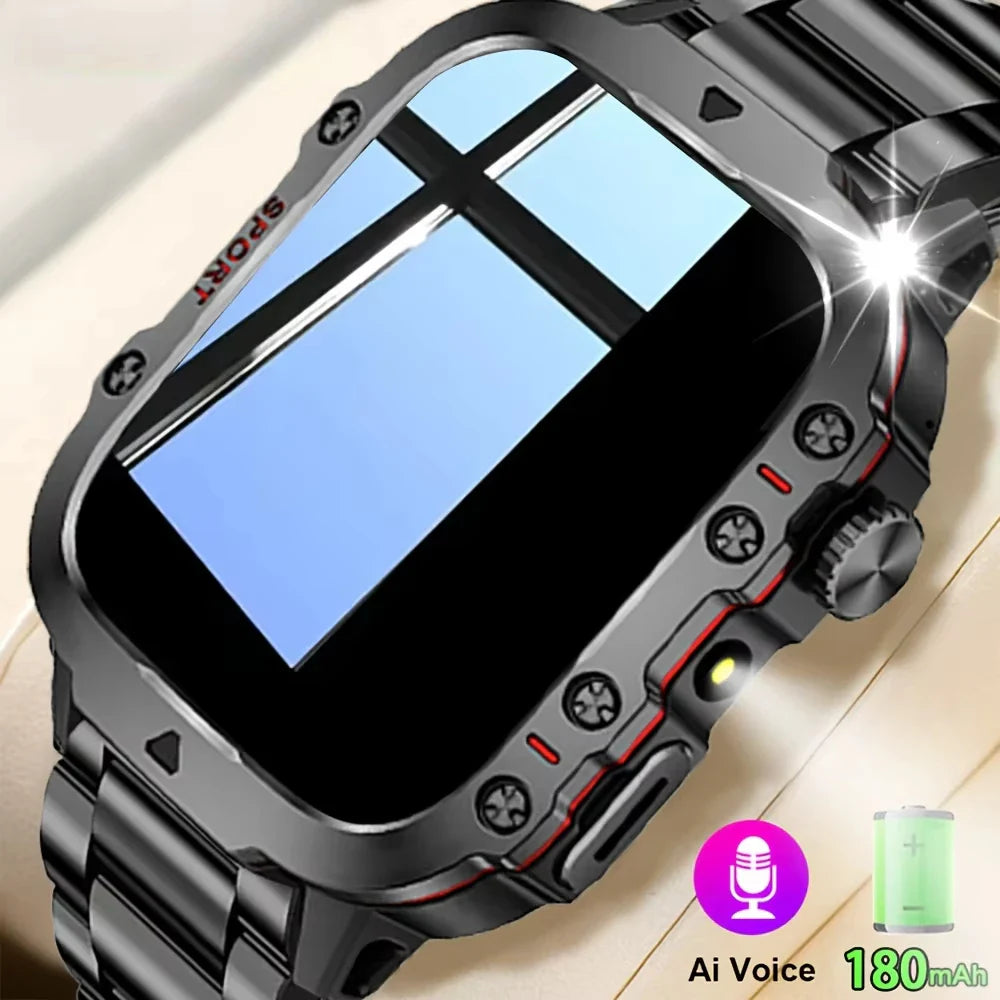 2026 New Hot GPS Sports Men Smartwatch Men 1.81-Inch HD Bluetooth Call Waterproof LED Flashlight Stainless Military Smart Watch