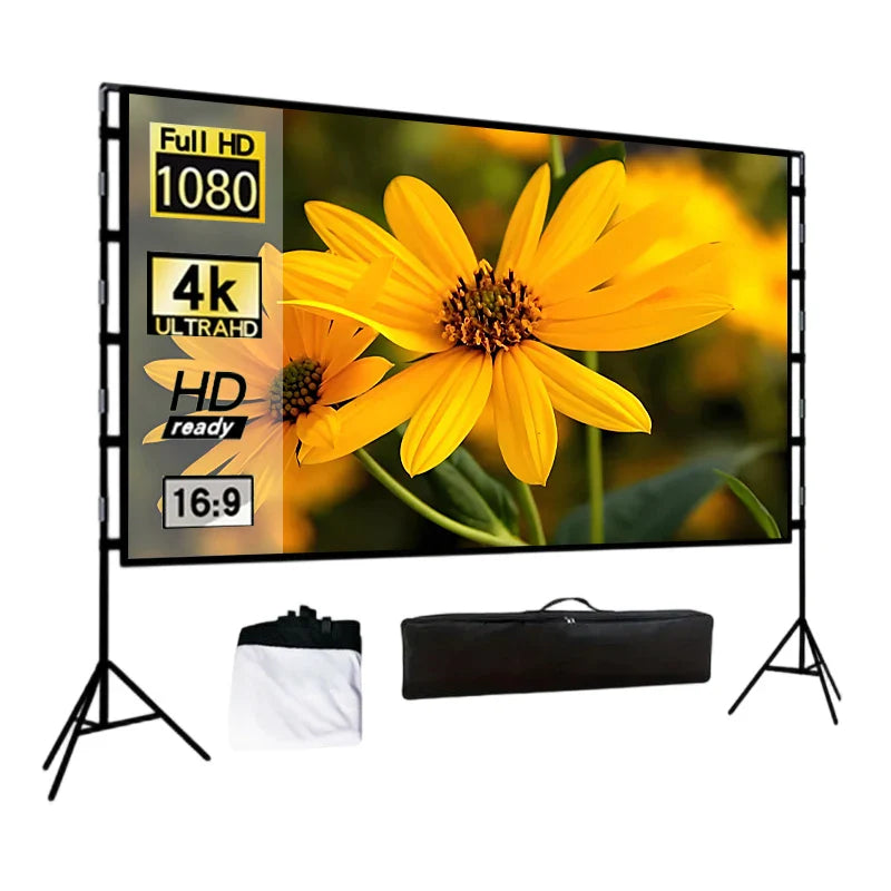 Double triangular bracket projection screen, more stable and not afraid of wind, easy to install, with storage bag