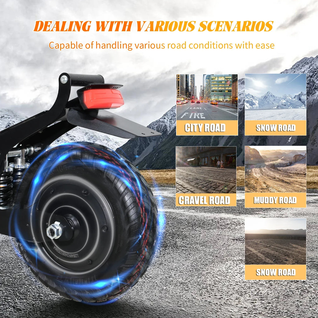 Arwibon Q30 Adult Electric Scooter 2500W Motor Top Speed 30MPH, 48V13/16AH, 11 Inch Off-Road Tires Sport Folding EScooter