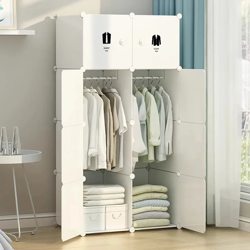 Portable Plastic Folding Wardrobe Closet Sturdy Durable Easy Assembly Clothes Storage Cabinet Bedroom Dorm Apartment Rental