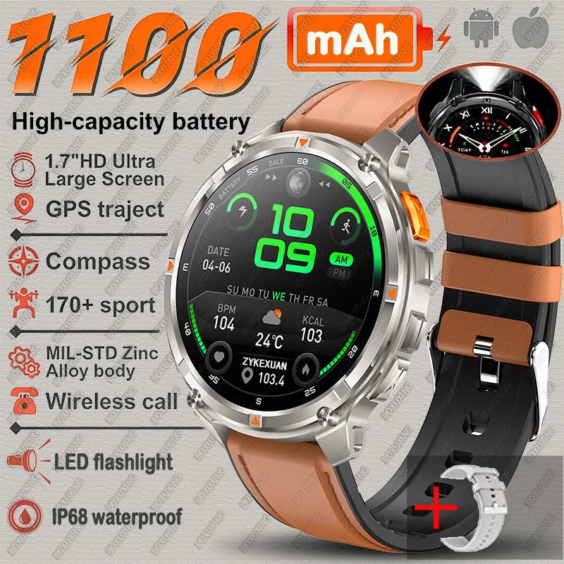 2026 New T-Rex3 Pro GPS Tracker Smartwatch Men 120-Day Standby 1100mAh Clock Rugged Outdoor Sport 10ATM Waterproof Call Watches
