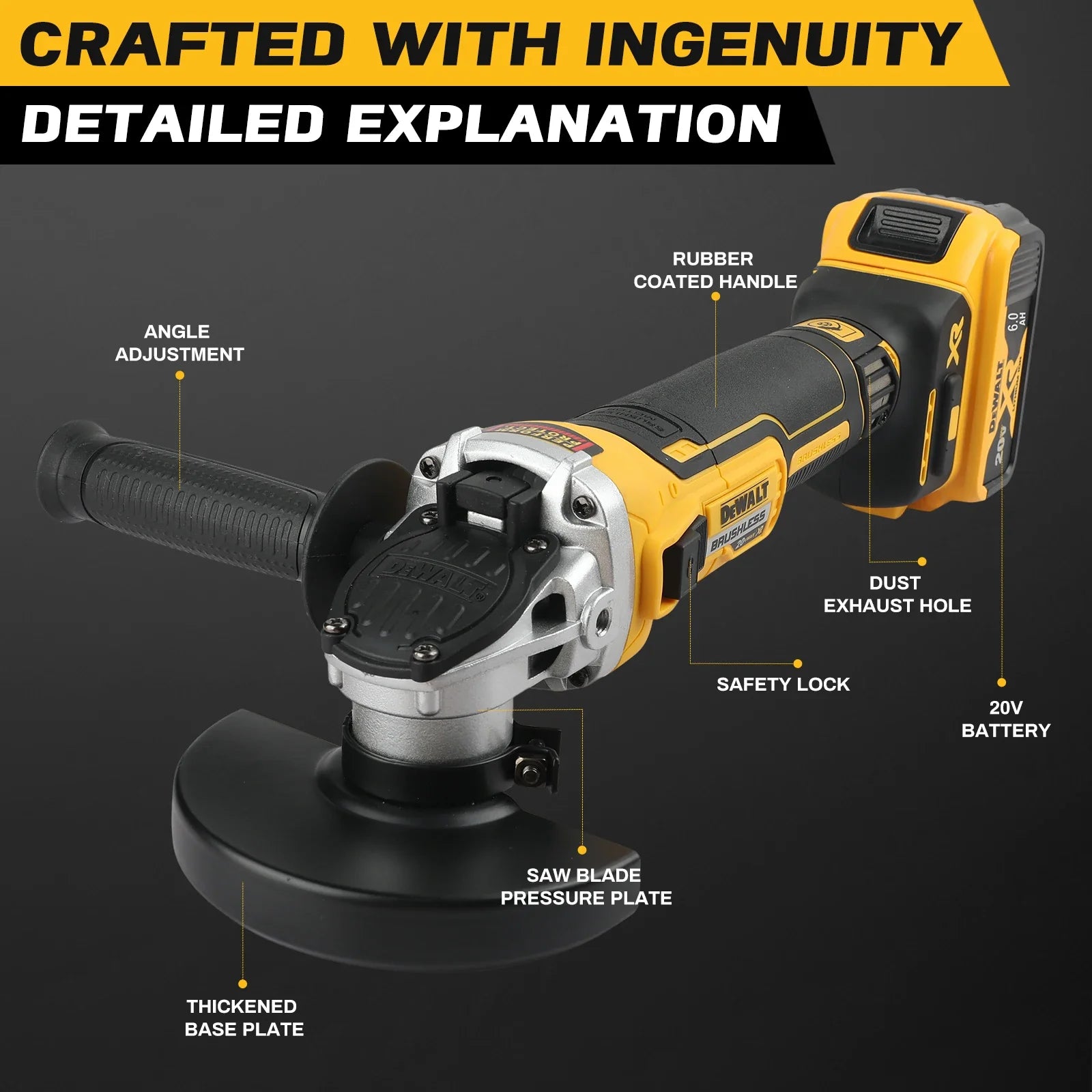 DEWALT DCG405 125mm flat head angle grinder bare machine tool cutting machine 18V lithium battery brushless tools