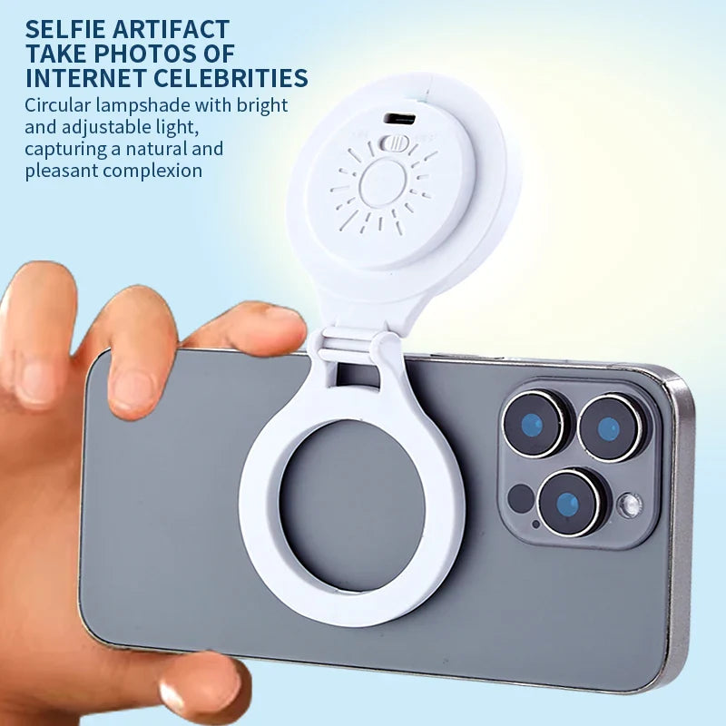 Magnetic Selfie LED Fill Light with Magsafe Compatibility ABS Material for Photography TikTok Zoom Calls Video Selfies