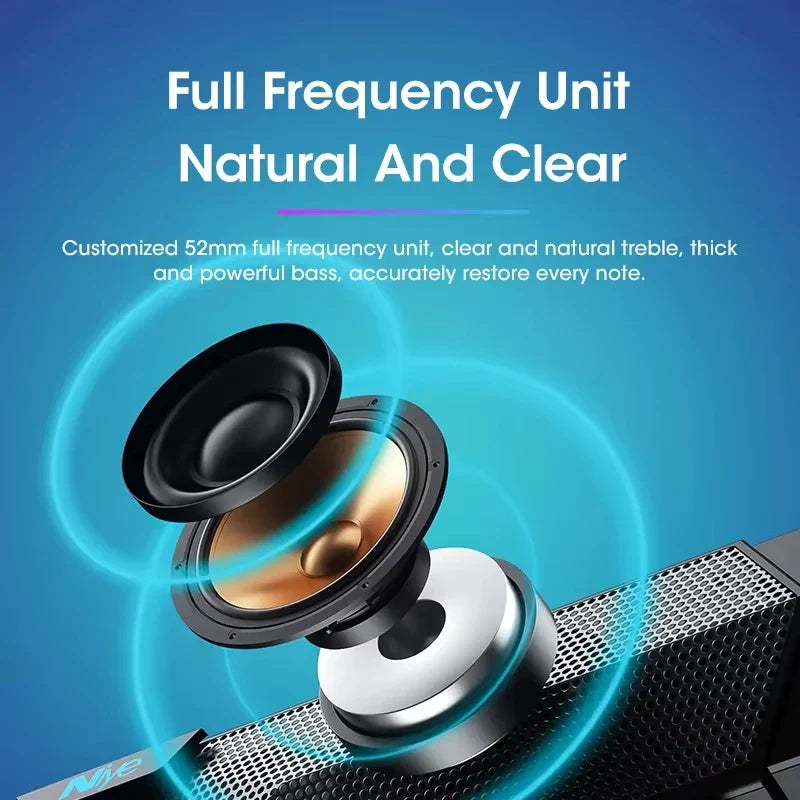 Bluetooth 5.0 and Wired Computer Soundbar Speakers with 4D Surround Sound Stereo and Subwoofer for Laptop PC