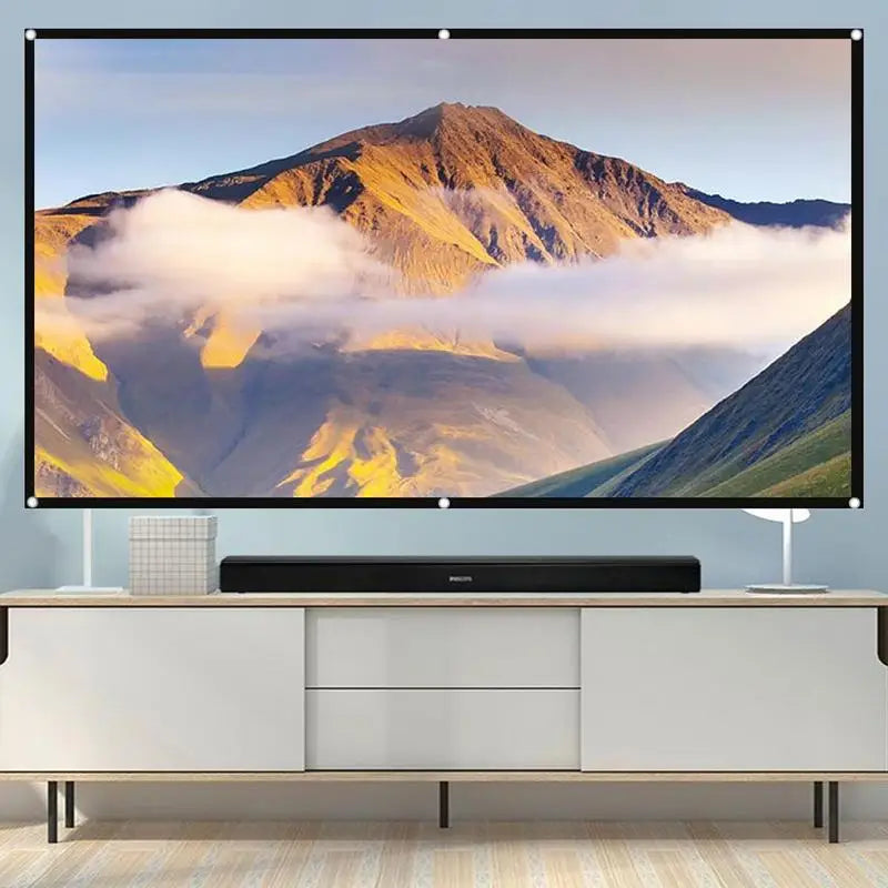 Home office business projector, portable movie screen, 60-133 inches, metal anti light screen hook for daytime viewing
