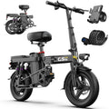 UPlee GS5 48V 15AH Battery EBike,30+MPH,740W Folding Electric Bike,35 Miles Max Range Electric Bike for Adults, 14" Fat Tire