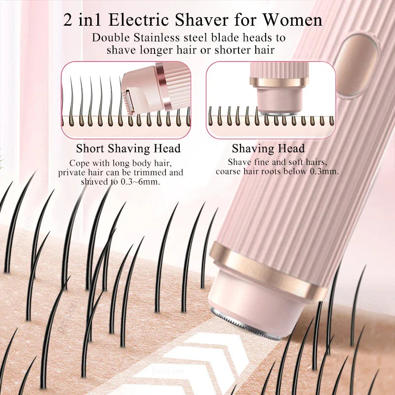 Bikini Trimmer Electric Razor for Women Body Underarm Leg Shaver Female Electric Painless Epilator Facial Mustache Hair Remover