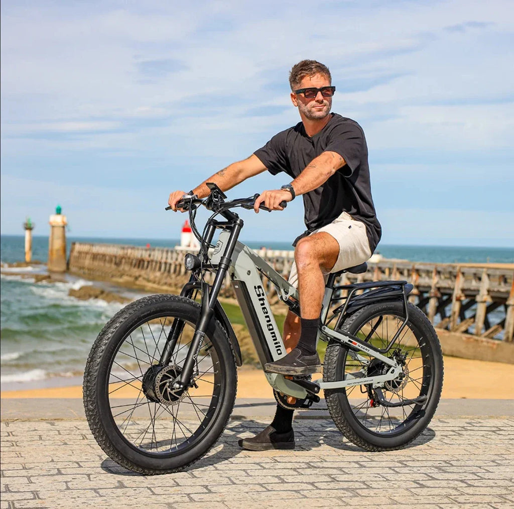 Shengmilo S600 26 inches adult electric mountain bike, 2000W dual motor ebike 7-speed electric bicycle，Fat Tire ebike17.5ah