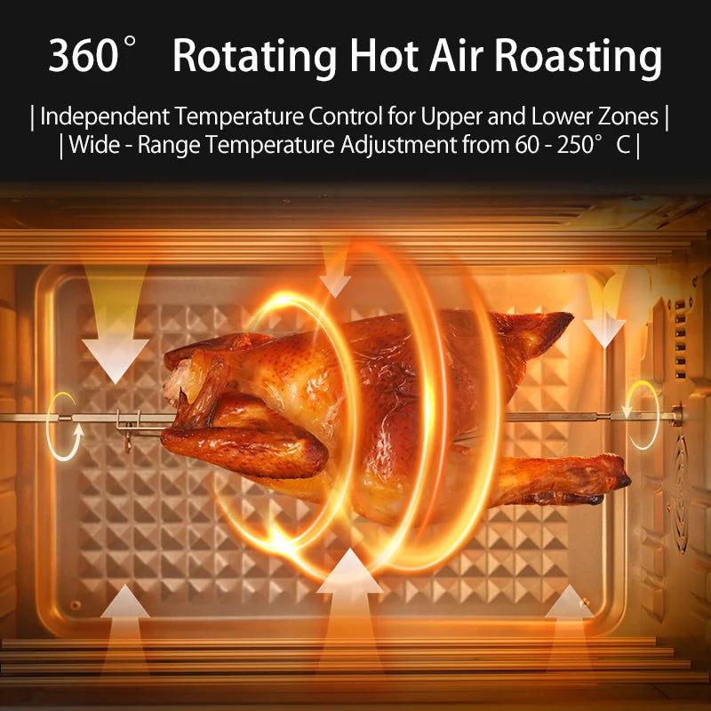 SUNATUR 2200w hot air circulation oven small commercial baking pizza toaster oven 60L Electric table oven household pastry oven