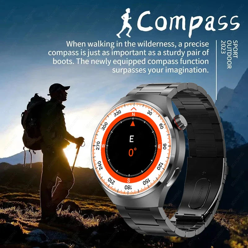 BOXUXING Watch 4 Pro Smart Watch Men GPS Sports Tracker NFC  1.53" HD Screen Health Monitor Watches Bluetooth Call SmartWatch