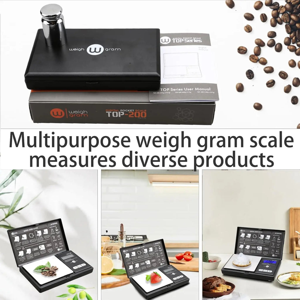 200g Digital Pocket Scale 0.01g Accuracy, Mini Food Jewelry Scale with Calibration Weight