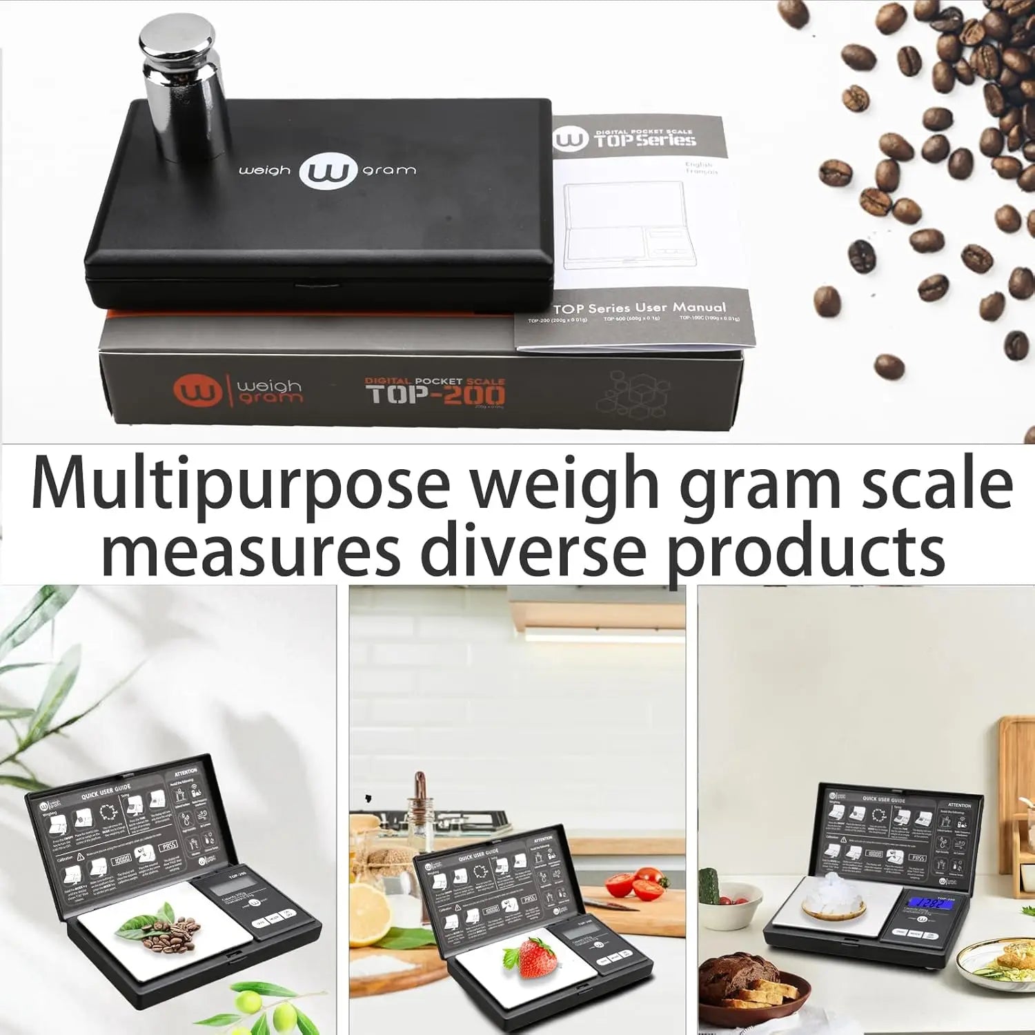200g Digital Pocket Scale 0.01g Accuracy, Mini Food Jewelry Scale with Calibration Weight