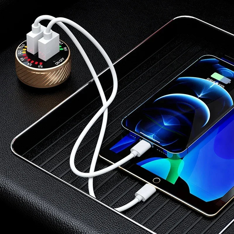 12 24V  With Touch Switch Color Screen Dual USB Car Charger QC 3.0 Waterproof 18W Fast Charging Marquee Light Car Charger