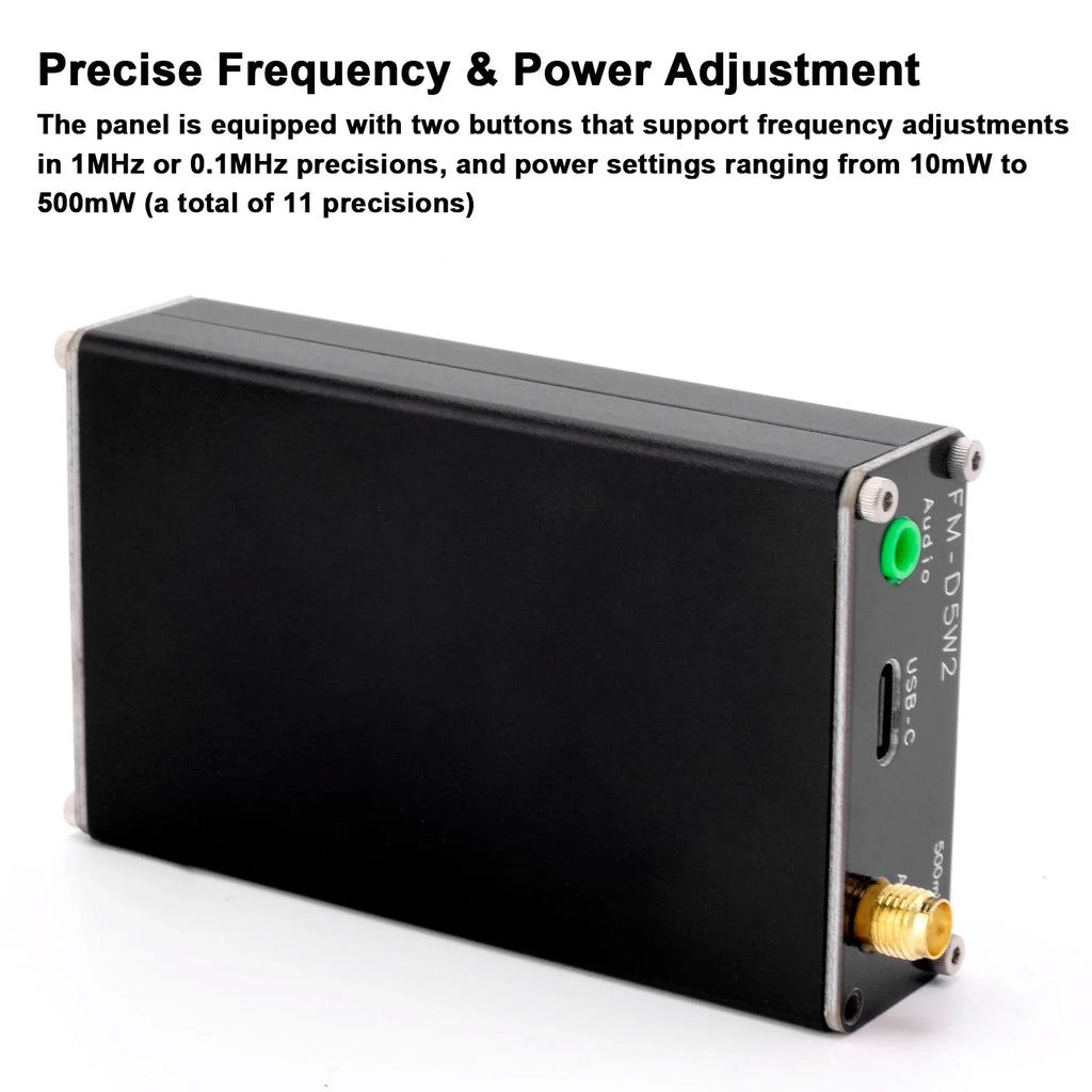 2km 0.5W FM Transmitter 76M-108Mhz Digital Display Stereo FM Transmit TYPE-C USB Churches CAR Radio Broadcast Campus Station
