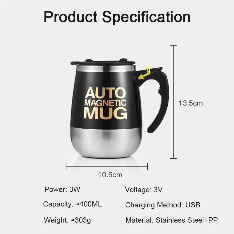 New Self Stirring Coffee Mug USB Rechargeable Stainless Steel Auto Mixing Blender Cup for Home Office Christmas Birthday Gift
