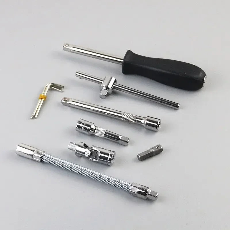 46-Piece Car Repair Tool Set 1/4-Inch Socket Set Car Repair Tools Pry Ratchet Torque Wrench Combo Auto Maintenance Tools