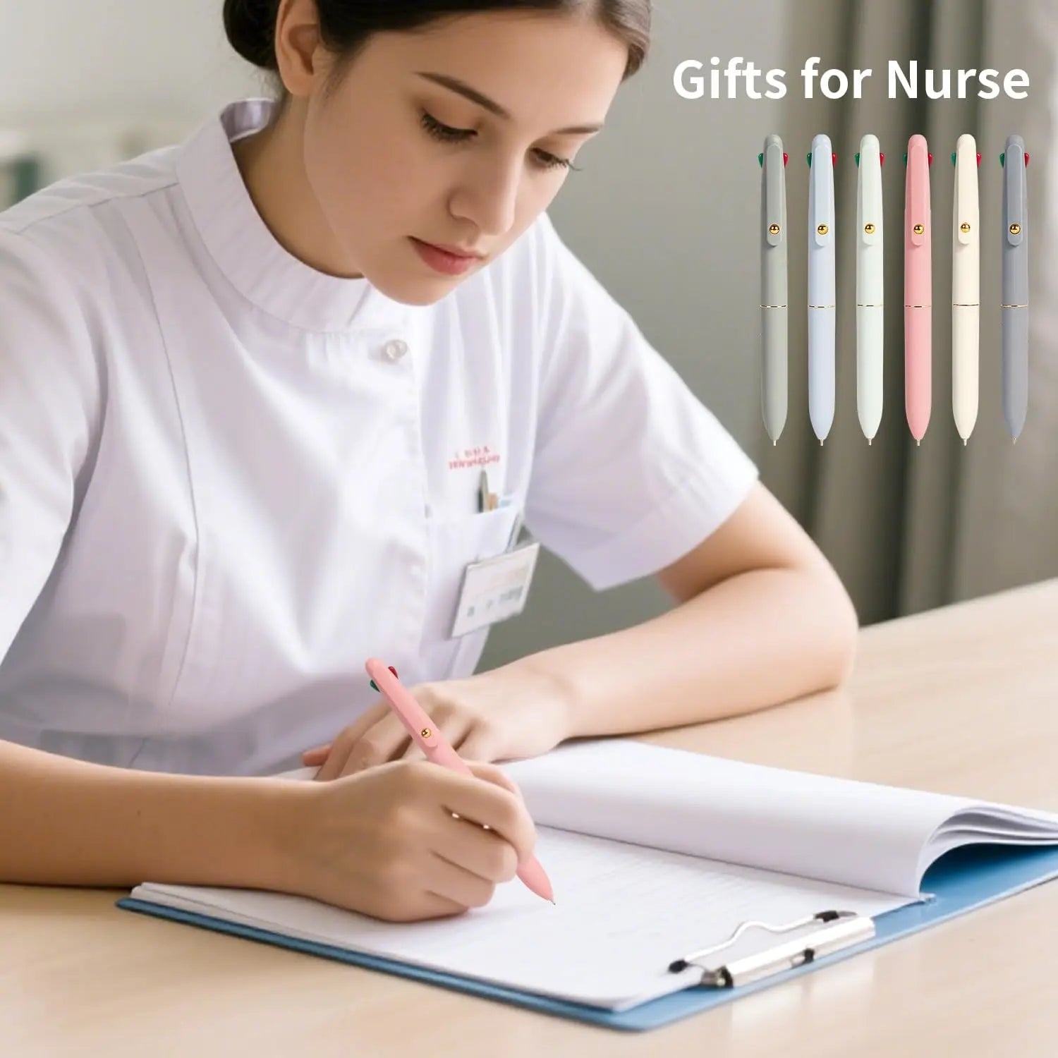 4-in-1 Multicolor Ballpoint Pen, 0.5mm Fine Point for Smooth Writing, Nurse & Student Accessories, Gift Set of 6