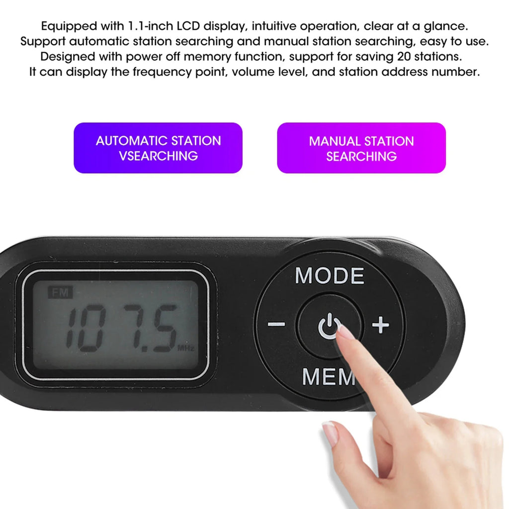 DSP Mini Portable 1.1inch LCD Digital FM Radio Music Player Black with Earphone