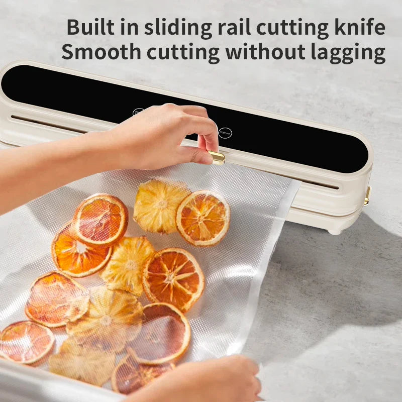 Electric Vacuum Sealer Built-in Cutter Food Keep Fresh Vacuum Packaging Machine Dry/Wet Applicable Kitchen Food Sealing Machine