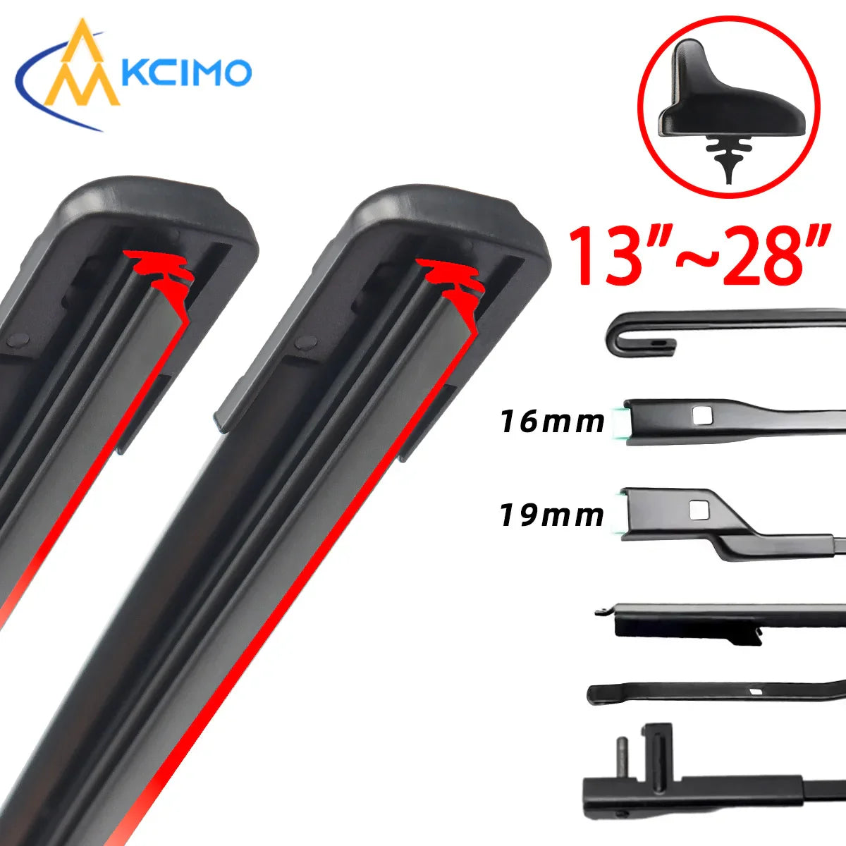 Kcimo 1Pc Front Car Wiper Blades Durable Rubber Soft Frameless Bracketless Brushes Windshield Windscreen Window Accessories