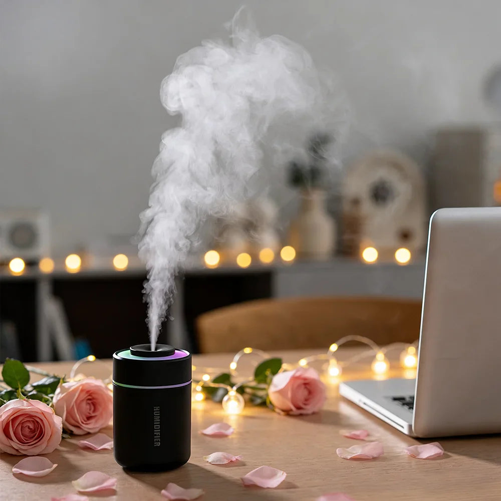 1PC Portable Mini Air Humidifier, Quiet Operation, Fine Mist Mode, with Ambient Lights - Portable USB Humidifier for Indoor Use