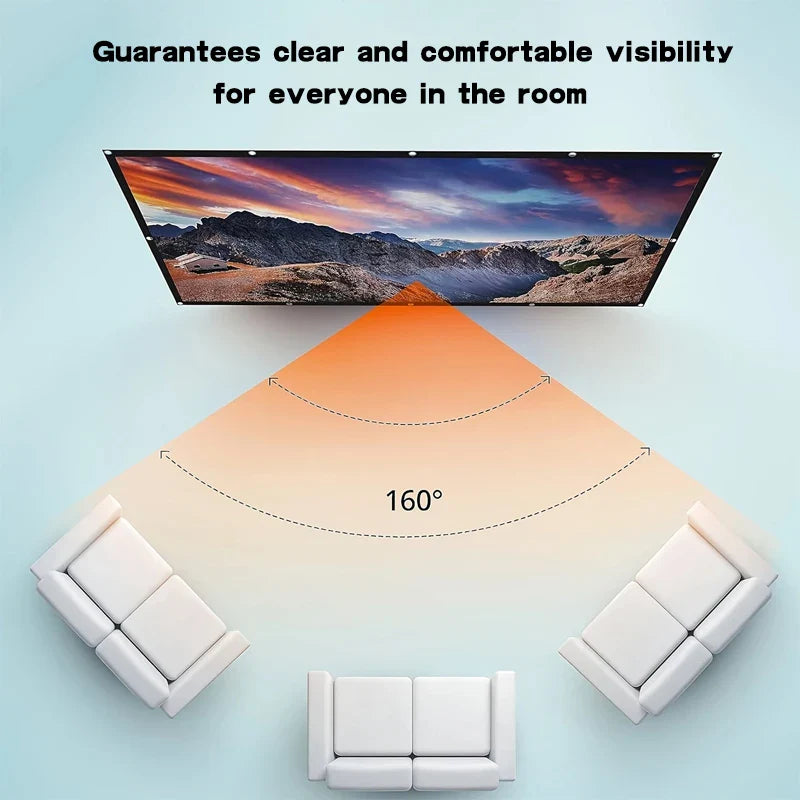 60-150 inch Corded version-high-definition foldable projection screen, suitable for outdoor camping, offices, and home theaters