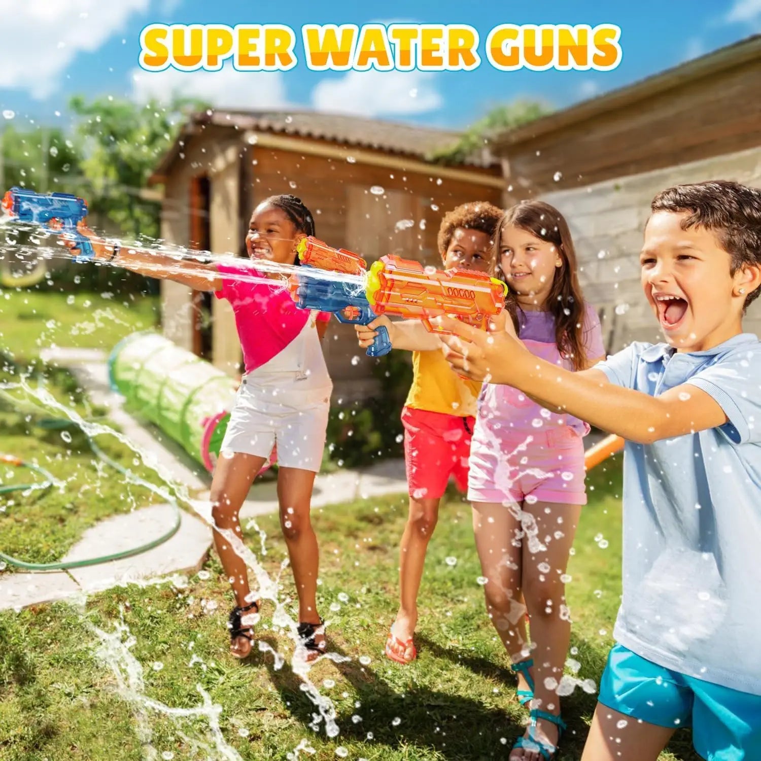 Kids Water Gun Toy Set, 2 Pack Super Soaker Blaster for Pool Beach Outdoor Play with Long Range