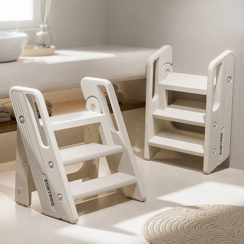 2 Step Foldable Ladder Stool Baby Kids Toddler Bathroom Sink Non Slip Portable Lightweight Escalera Madera Household Kitchen