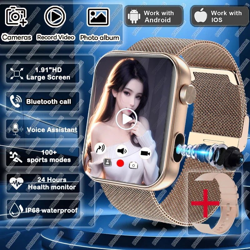2025New Smart Watch Women Men sound recording Camera Take Photo Record Video Watches Sports Waterproof Bluetooth Call Smartwatch