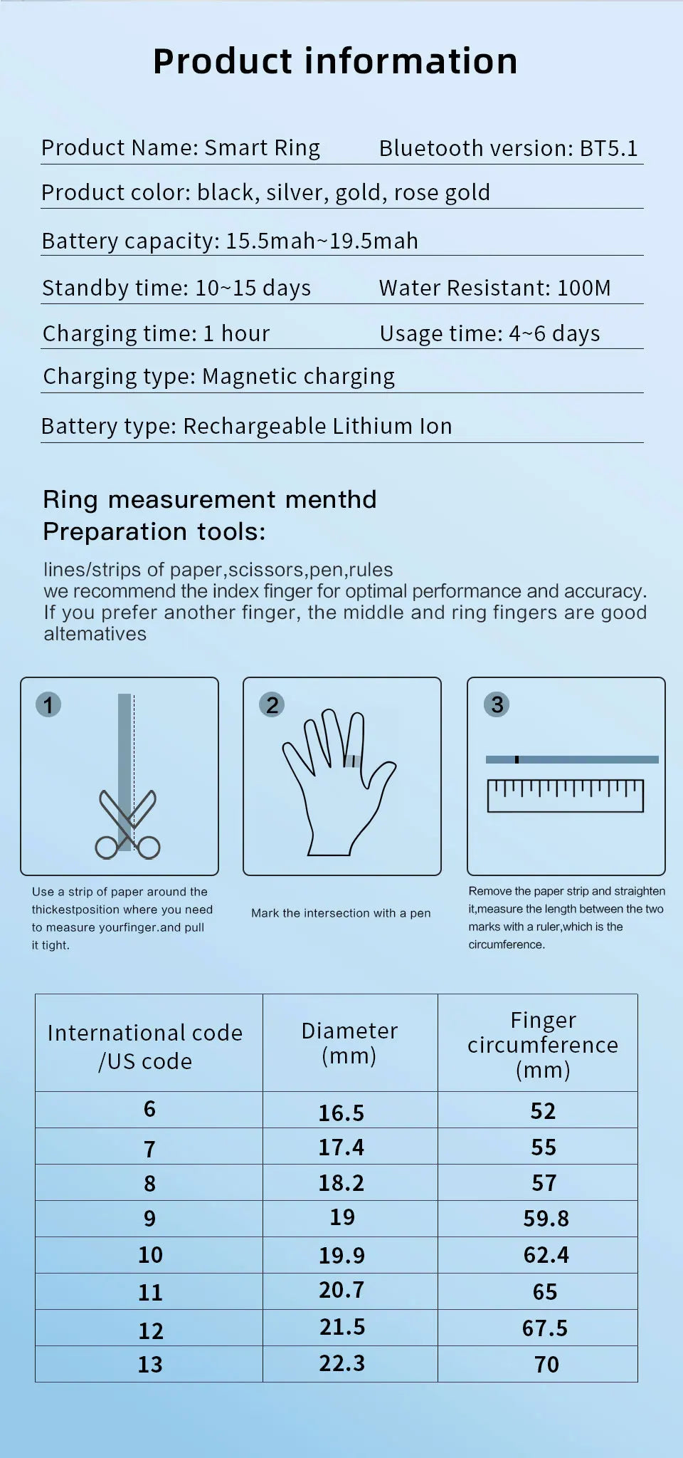 Amovan Nova Smart Ring Premium Quality GPS Sports Heart Rate Blood Oxygen Stress Sleep Temperature Monitor Meditation Ring