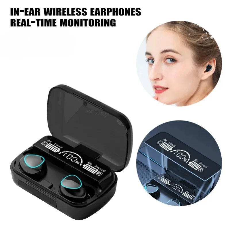 Original M10 Bluetooth Wireless Earbuds - Sports Headphones with Active Noise Canceling, Stereo Sound & Built-in Mic
