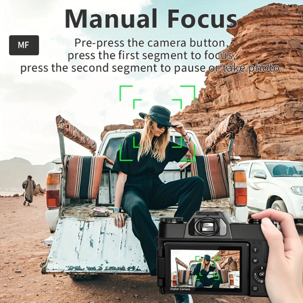 Flip Screen 16X 56MP Digital Camera For Photography Video Recording 4K Vlog Camcorder Youtube Livestreaming Wifi Webcam Selfier