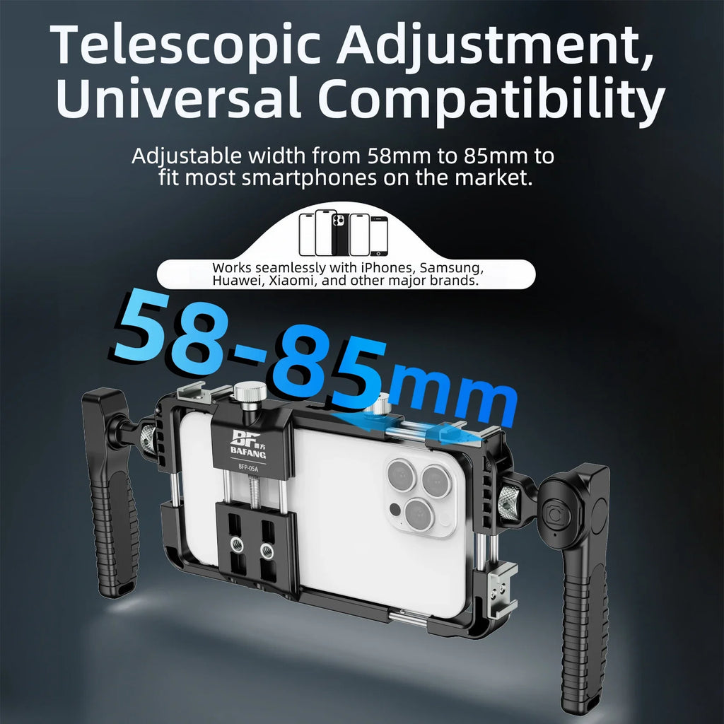 Universal Smartphone Video Rig with Handles 67mm Filter Adapter Phone Cage for iPhone 14 13 15 Pro Max Samsung S23 Ultra