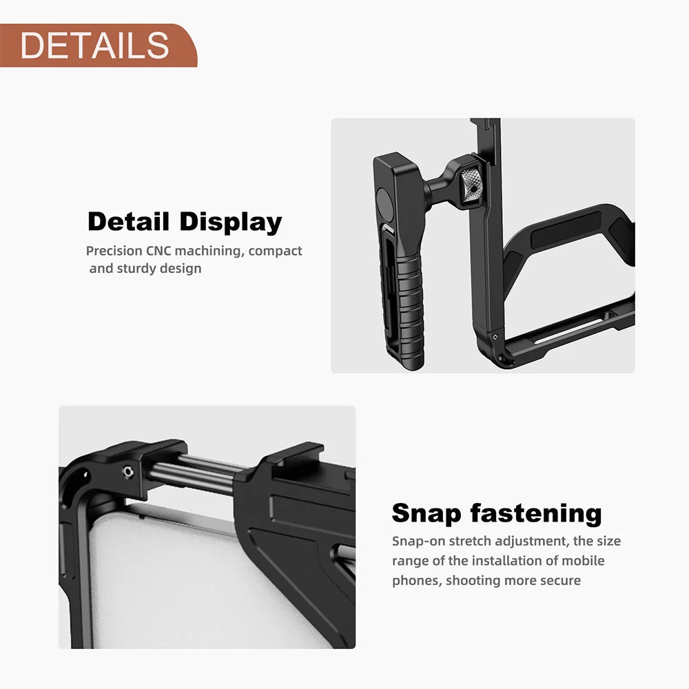 Smartphone Cage With Bluetooth for iPhone 16 15 14 13 X XR XS Max Mini/Pro/Pro Max Smartphone Handle Grip Phone Vlog Video