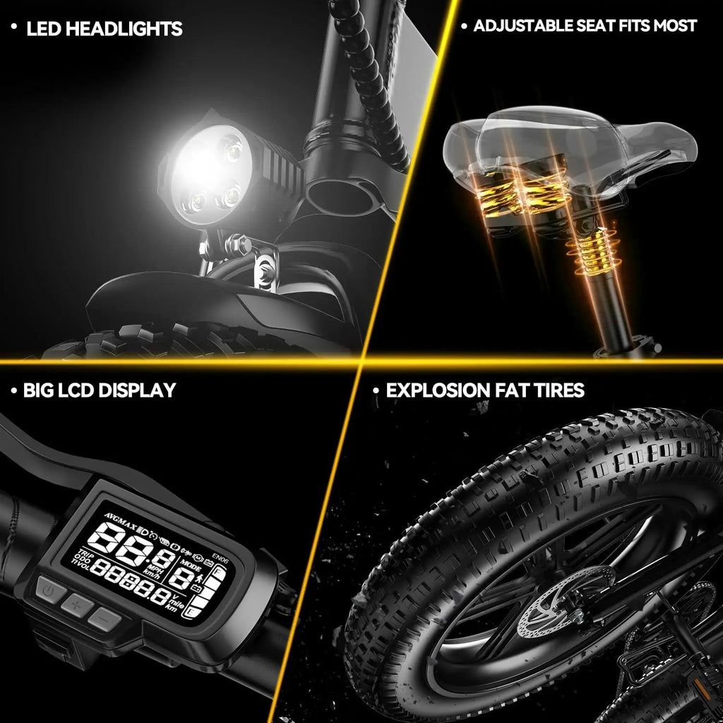 Cybervelo 1000W Ebike For Adults,Removable Battery EBike,28+MPH,Foldable Electric Bike,80 Miles Max Range,Fat Tire EK4 EK5