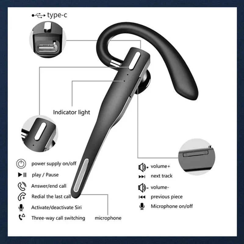 Wireless Bluetooth Headphones With Microphon Earphone ENC Noise Cancelling Handsfree Talking Headset Busines Auriculares Driving