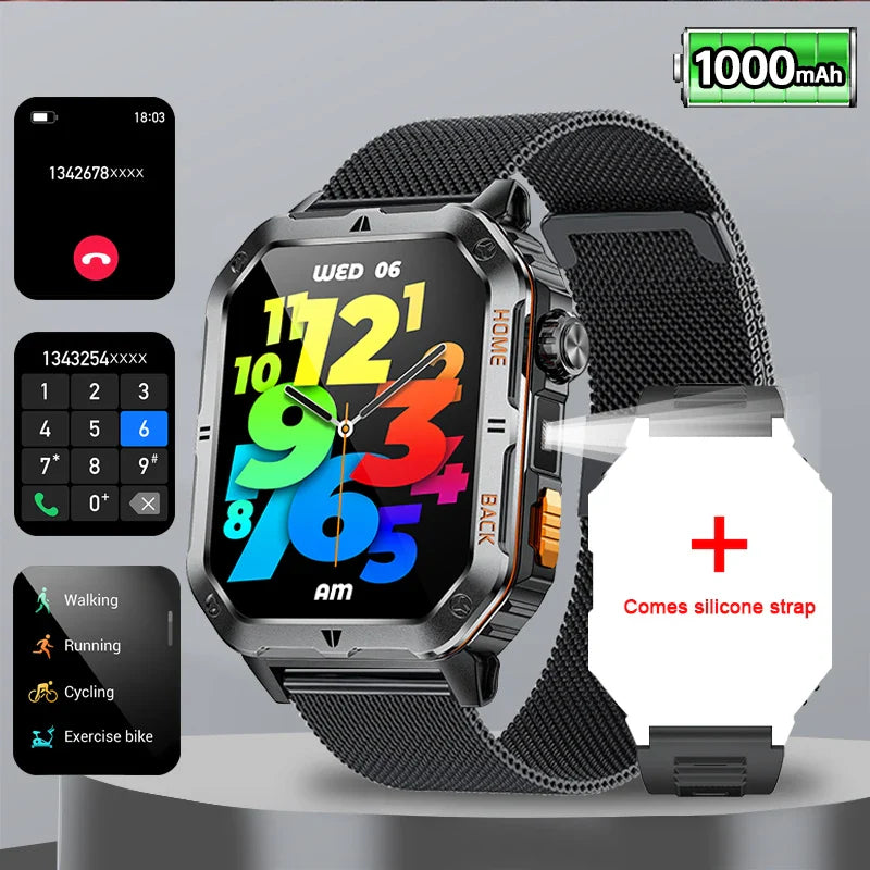 1000mAh Battery Voice Assistant GPS Sports swim 3ATM BT Call Health monitor Smartwatch For Android IOS 2026 New SmartWatch Men