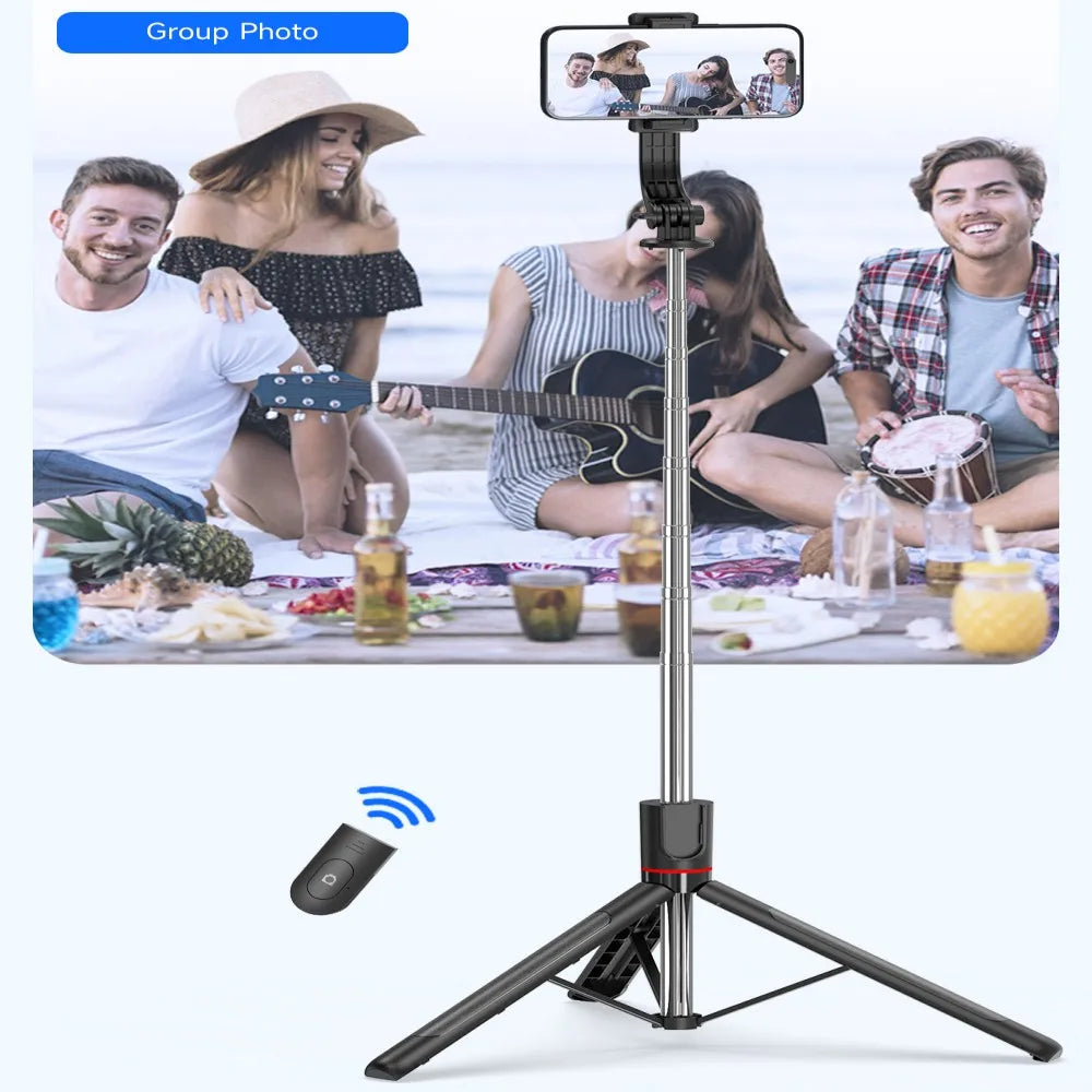Roreta 1.7M Selfie Stick Wireless Tripod Stand with Bluetooth Remote Extendable Tripod for Mobile Phone Tlktok Live Streaming
