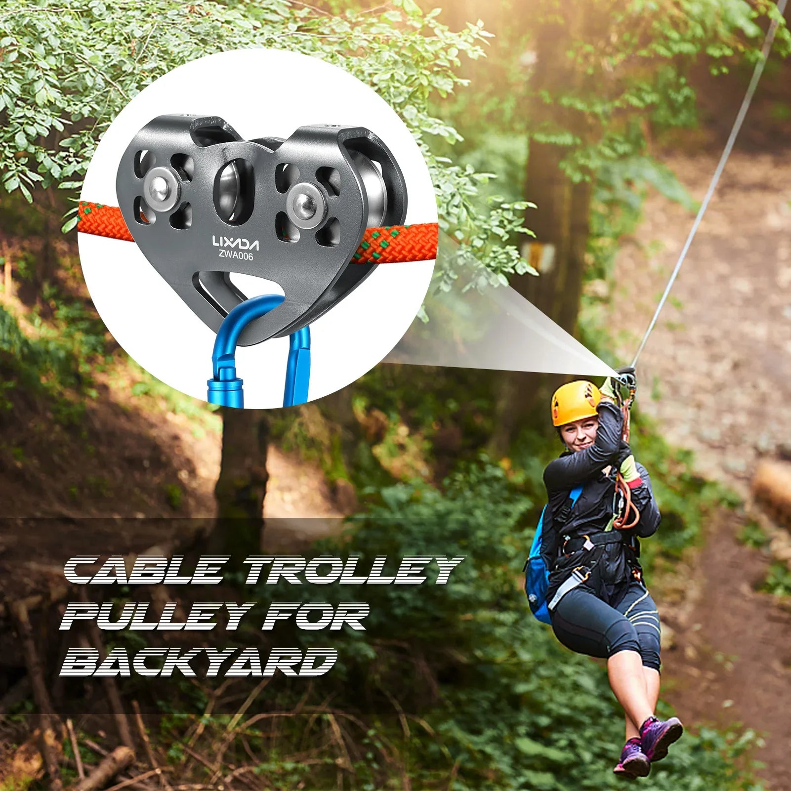 Cable Trolley Caving Trolley Pulley Trolley Lixada 30kN Cable Trolley Pulley with Ball Bearing Climbing Caving Aloft Work