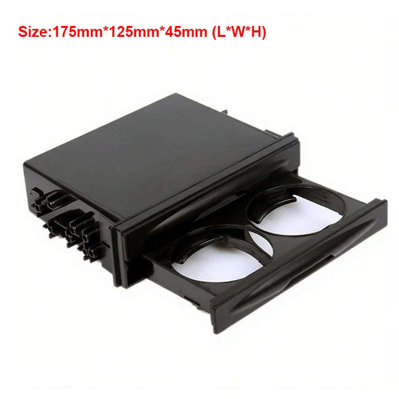 Universal Car Double Radio Pocket Kit Drink Cup + Box Layer Double Drawer Box Multi-purpose Storage Box Holder