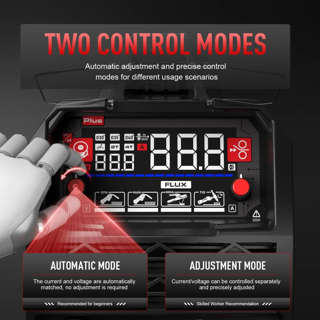 135A 3-in-1 MIG Welder, 110V/220V Dual Voltage with LED Display, Full Kit Includes Helmet & Gloves