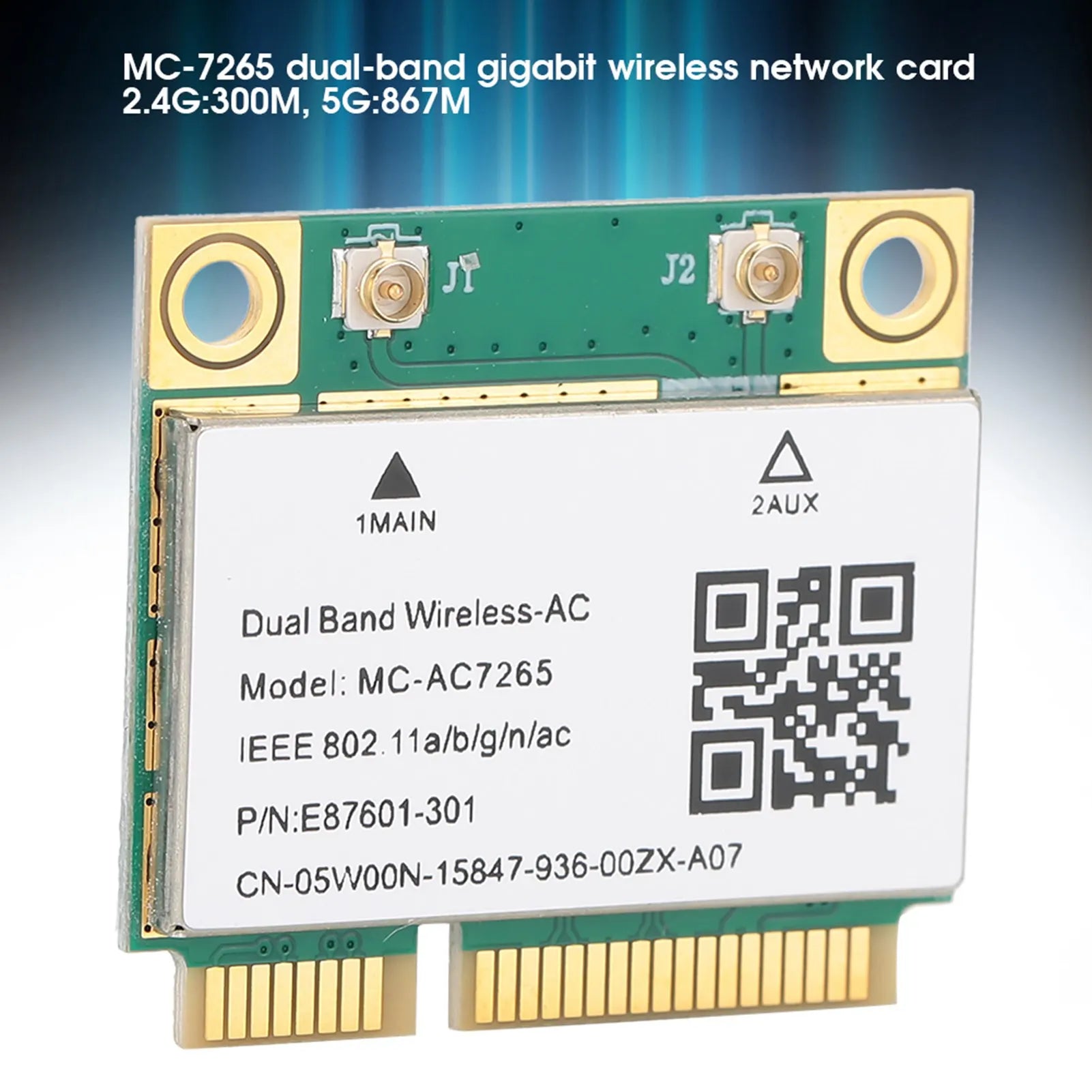 Network Card Mini PCI‑E Gigabit Dual‑Band for Bluetooth 4.2 Wireless Wifi MC‑AC7265