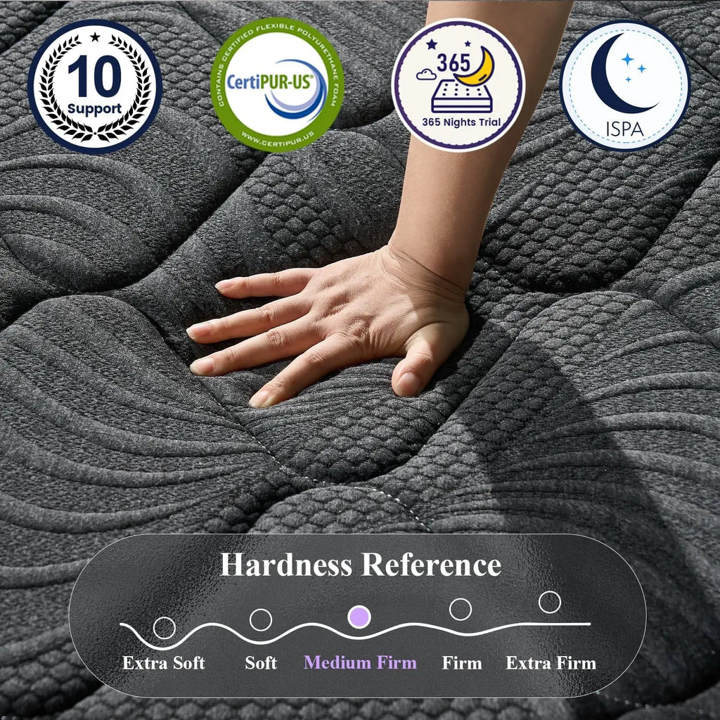 14 Inch Hybrid Queen Mattress, Cooling Gel Memory Foam & Pocket Springs, Medium Firm Support, 365-Night Trial