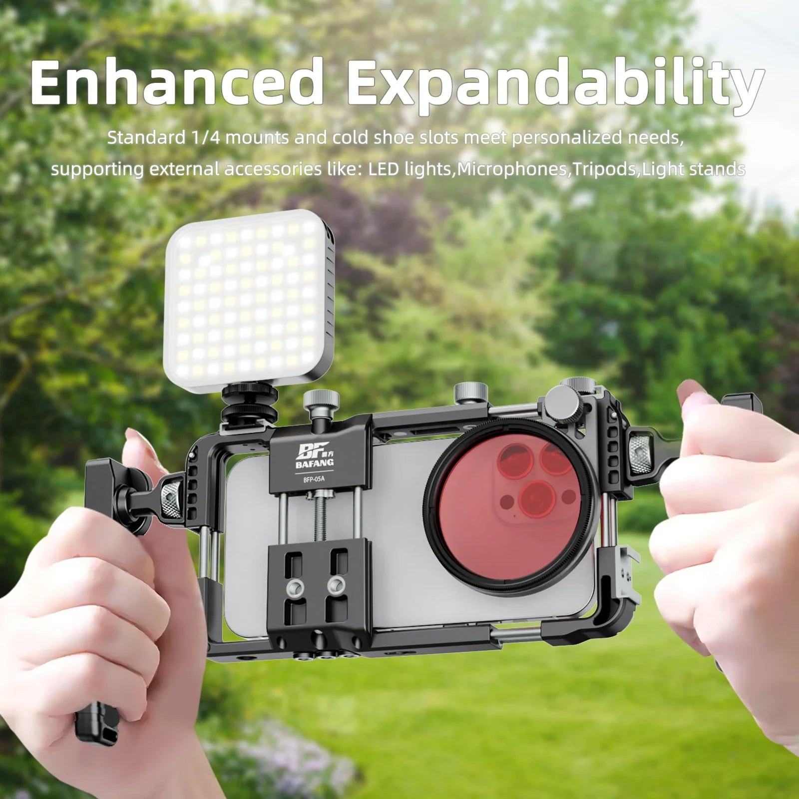 Universal Smartphone Video Rig with Handles 67mm Filter Adapter Phone Cage for iPhone 14 13 15 Pro Max Samsung S23 Ultra