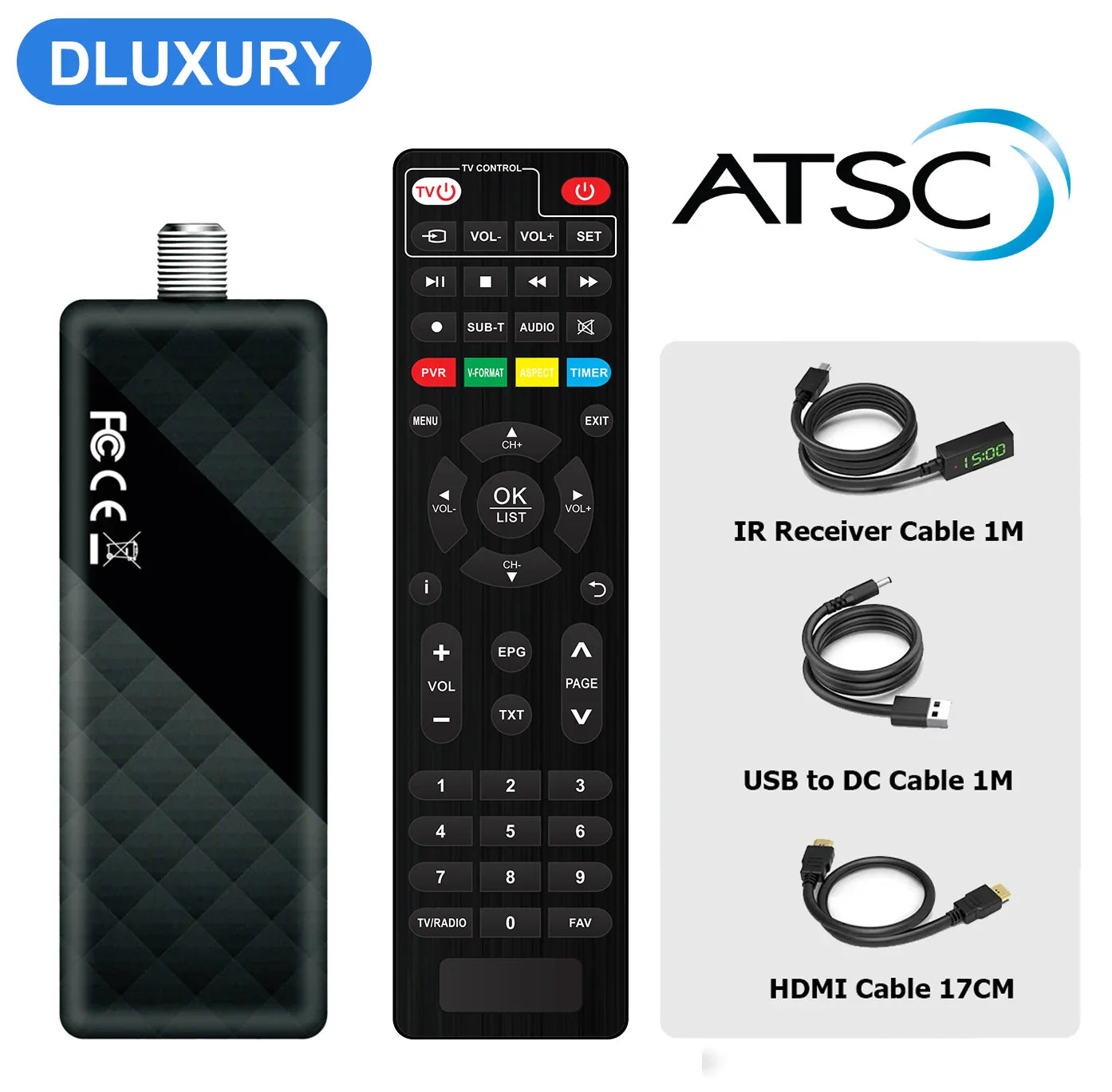 Digital Converter Box TV Receiver for TV,1080P ATSC tv Tuner Box with hdmi Output Hidden Behind TV,with 2-in-1 Remote