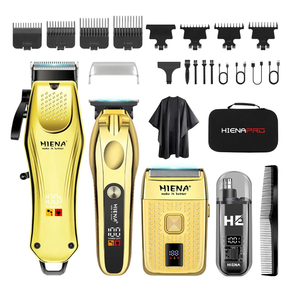 Hair Clippers for Men Professional Cordless Barber Clipper T-Blade Beard/Hair Trimmer Set Electric Razor Foil Shaver Nose Tr