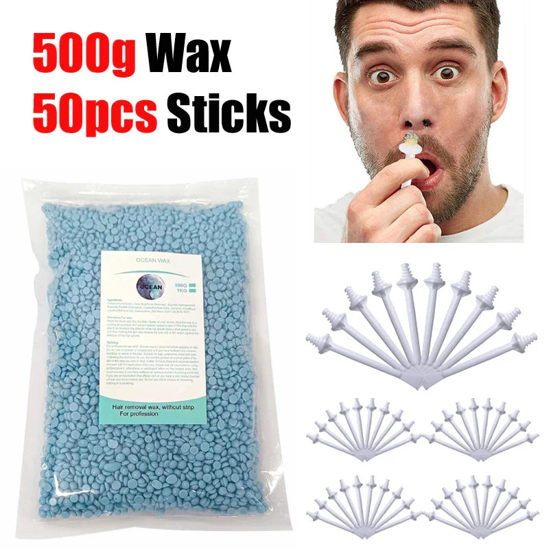 100PCS Nose Wax Sticks Kit Portable Easy Quick Wax Bean Cleaning Wax Kit Painless Nasal Wax Cleaning Tools Set For Hair Removal