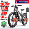 Shengmilo S600 26 inches adult electric mountain bike, 2000W dual motor ebike 7-speed electric bicycle，Fat Tire ebike17.5ah