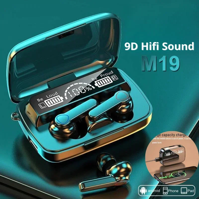 Original M19 TWS Earphone Intelligente Touch Control Wireless Bluetooth-compatible Headphones Waterproof LED Display With Mic