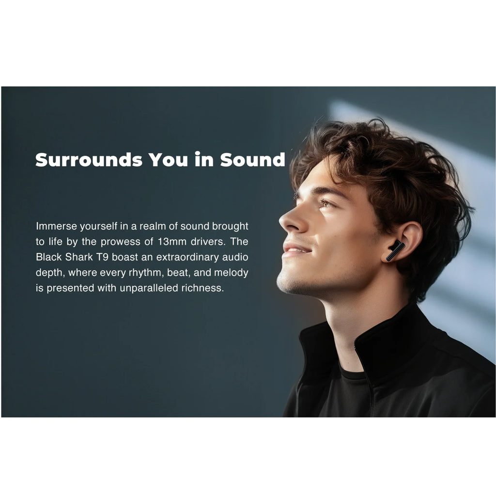 Black Shark Lucifer T9 Wireless Earphones, TWS Bluetooth 5.3 Gaming Earbuds, 40h Playback 13mm Dynamic Driver IPX4 Waterproof